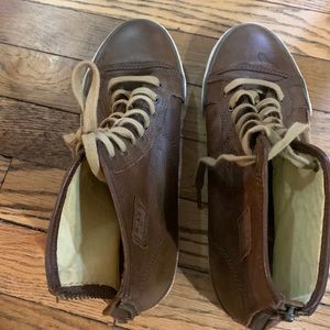 Frye brown leather tie up sneakers